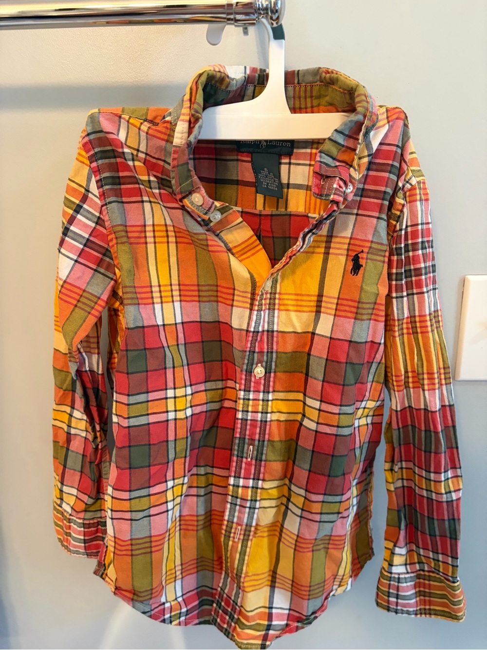 Ralph Lauren Kids Yellow Red Green Plaid Button-Down Shirt